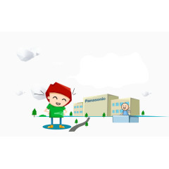 手绘小男孩对话框png素材