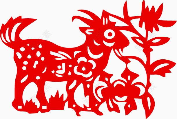中国风剪纸十二生肖羊