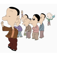 卡通人物围观