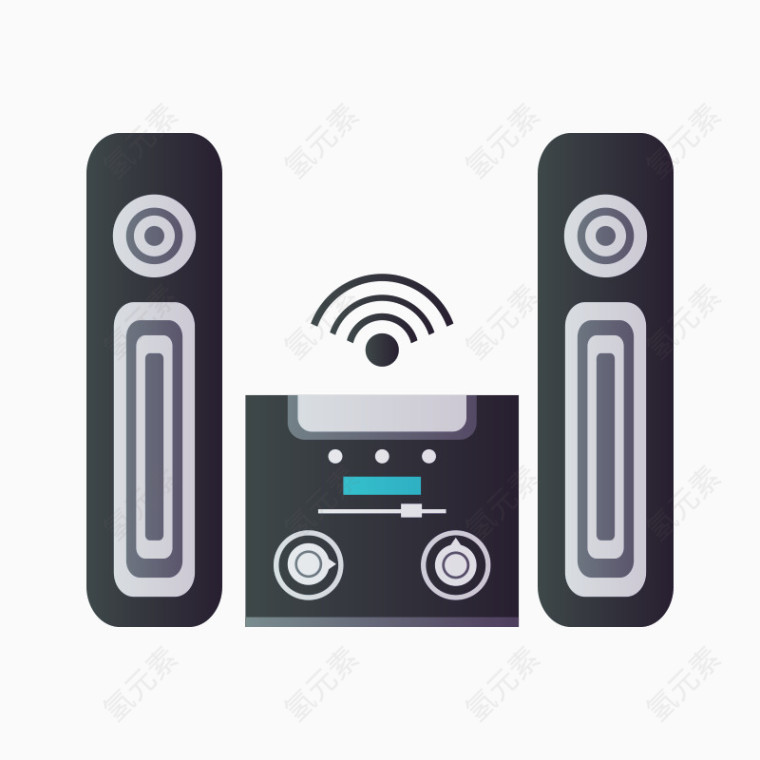 智能家居音响设备卡通