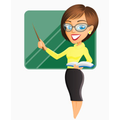 卡通手绘戴眼镜美女老师