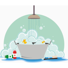 绿色清新洗澡泡沫矢量图