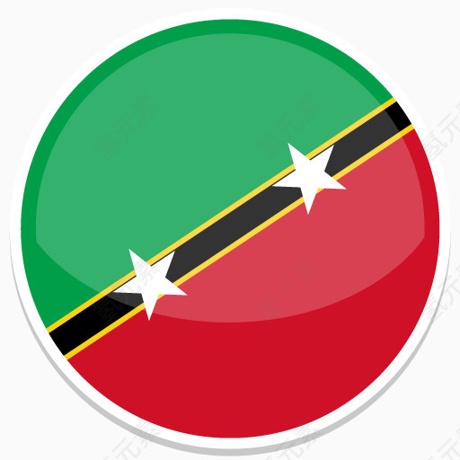 圣克里斯多福和尼维斯Flat-Round-World-Flag-icons