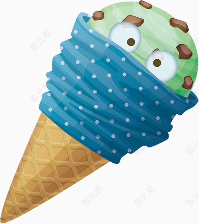 雪糕扁平画卡通手绘图标元素