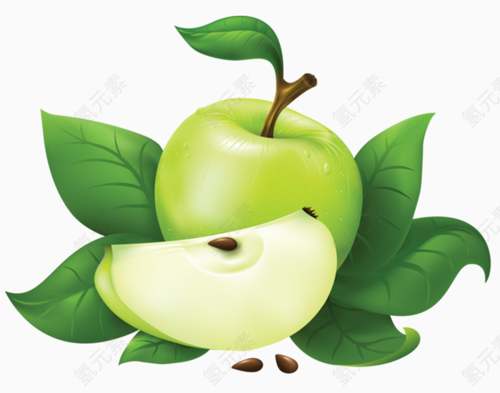 创意手绘卡通青苹果