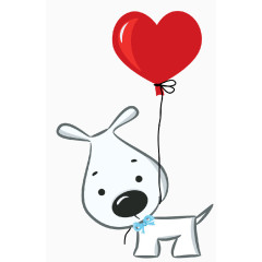 爱心气球和小狗