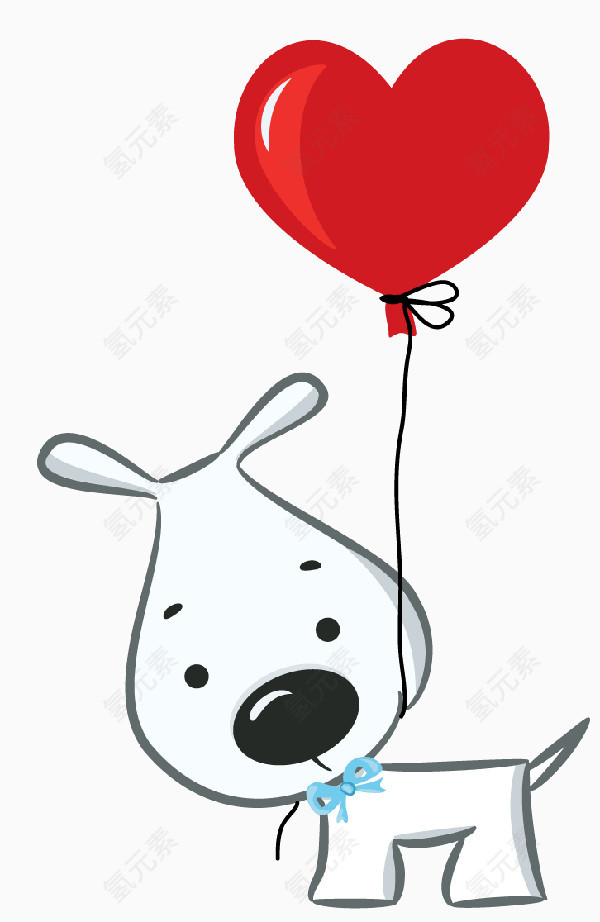 爱心气球和小狗