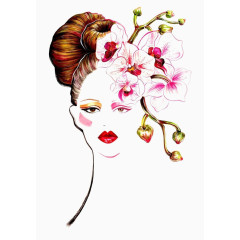 女人头像彩色绘稿性感诱惑设计图片