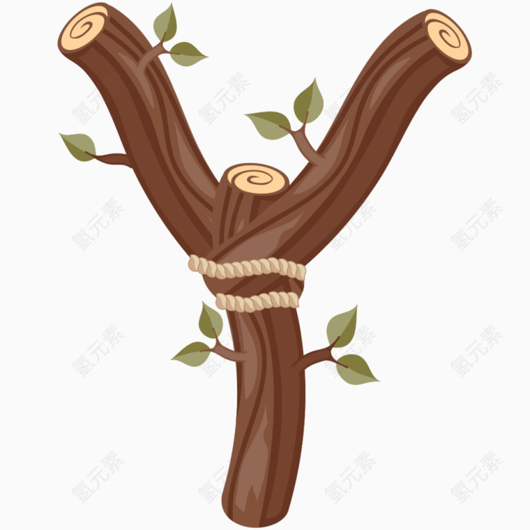 卡通树枝可爱英文字母Y