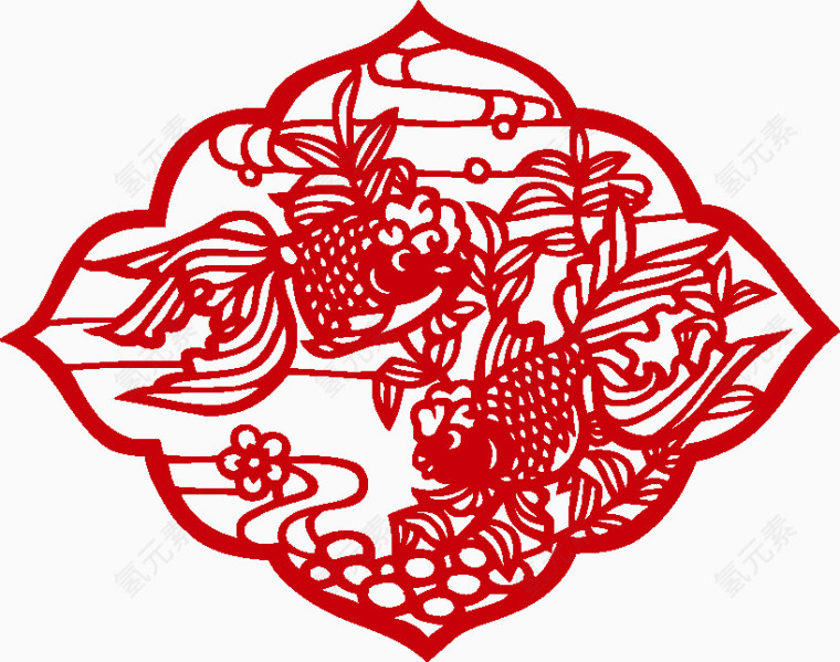 红色的花状剪影