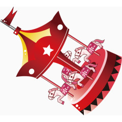 旋转木马卡通手绘装饰元素