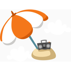 太阳伞录音机夏季PNG矢量素材