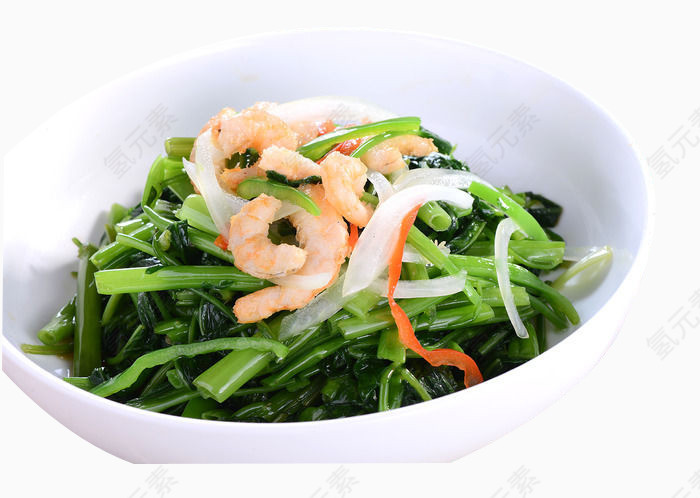 马拉盏虾干炒空心菜