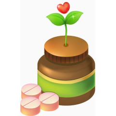 卡通手绘药瓶与药图标 