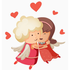 卡通手绘老奶奶小女孩