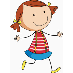 奔跑的小女生矢量图