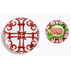 红色花纹餐盘