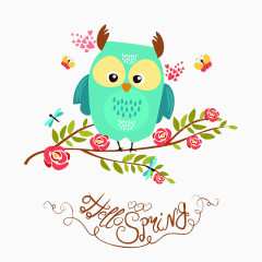 在花树上的猫头鹰