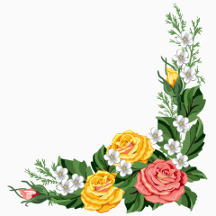 手绘花朵边框装饰