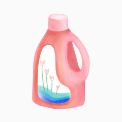 粉色卡通洗衣液瓶子