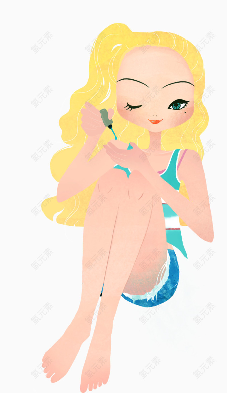 卡通美甲少女