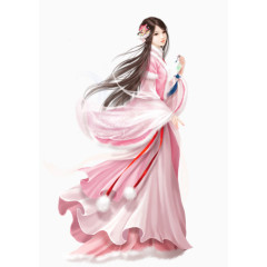 手绘古装女素材png