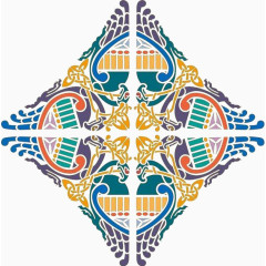 对称四角花纹