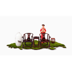 古典家具侍女草坪地