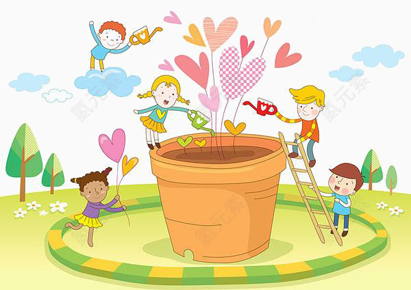 卡通盆栽植物治愈系