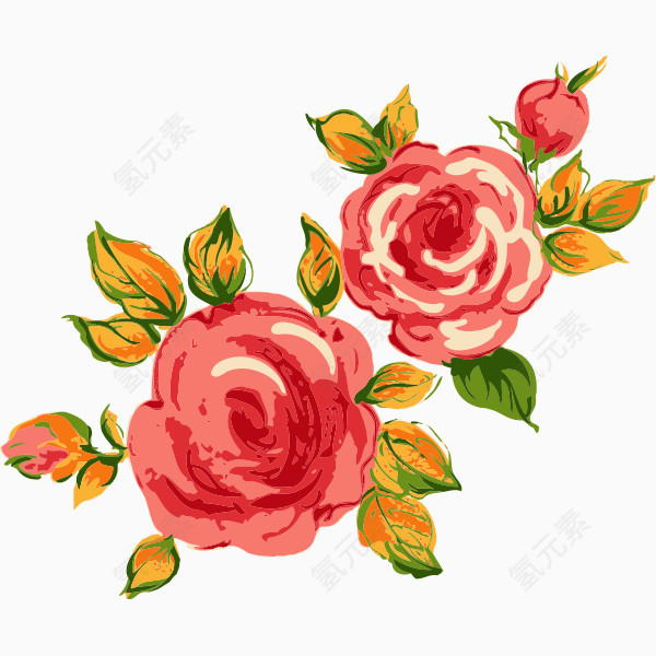手绘玫瑰花