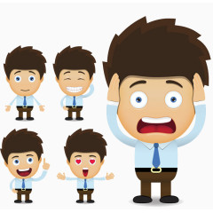 卡通人物男孩笑 烦恼