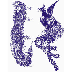 青花凤凰图案素材
