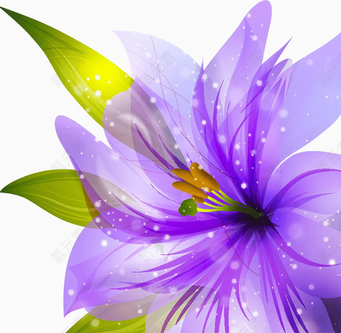 卡通梦幻紫色花
