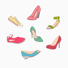 矢量彩色卡通女鞋