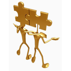 两个拼图小金人PPT元素