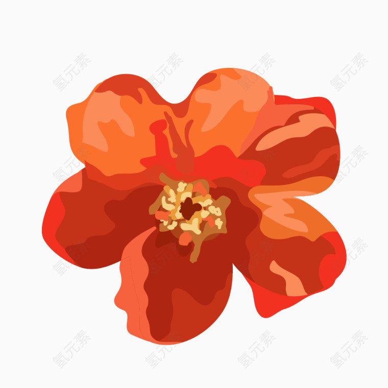水彩绘石榴花