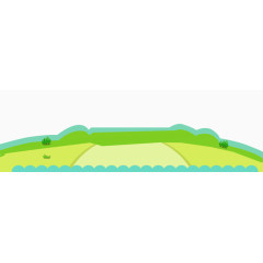卡通村落树林山丘草地
