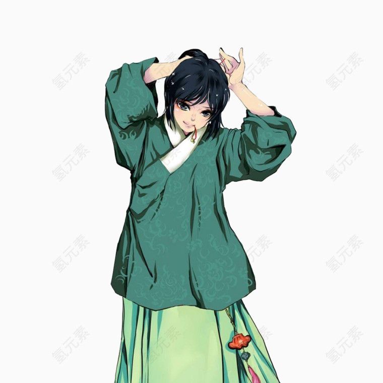 绿色汉服袄裙