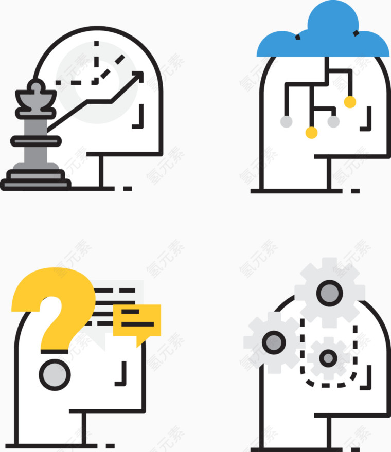矢量手绘扁平图标