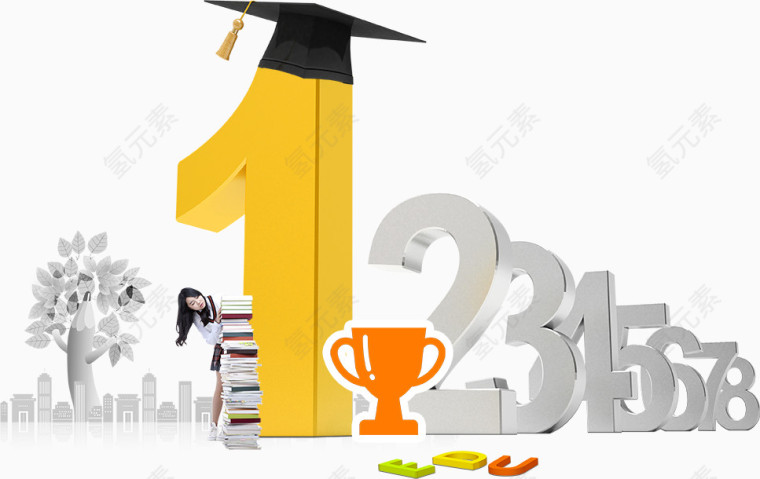 黄色数字和女孩