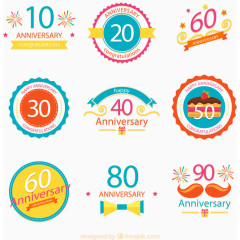 9款彩色纪念标签矢量素材