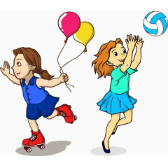 矢量图两个欢快的小女孩