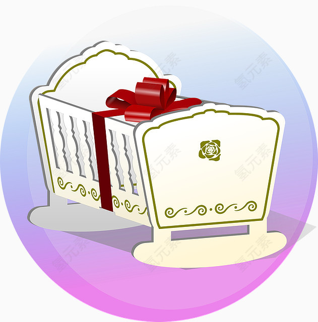 可爱婴儿床插画