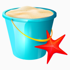 卡通一桶沙子海星