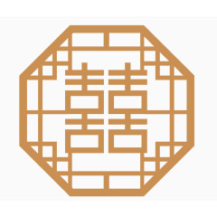 矢量中式雕花喜字