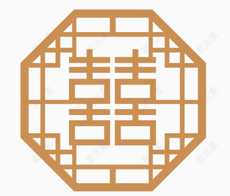 矢量中式雕花喜字