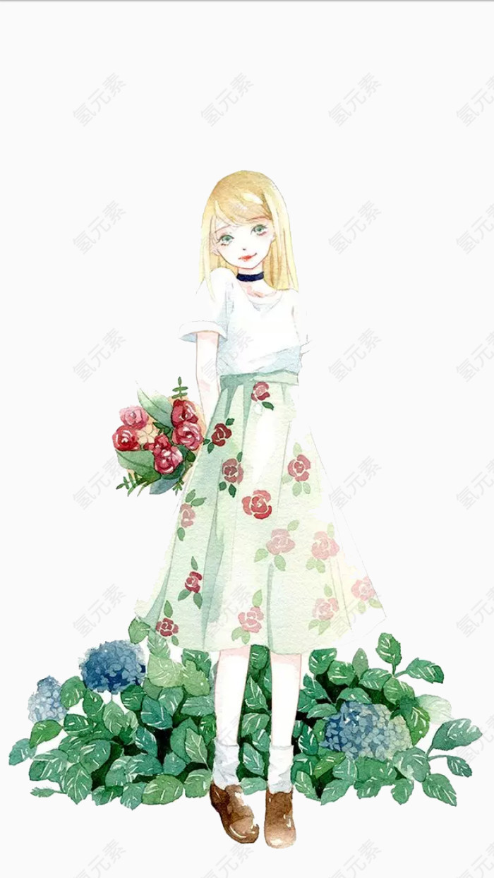 花裙子短发女孩