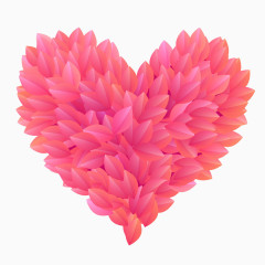 粉色叶子组成的心形