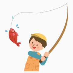 卡通素材手绘卡通小人图片钓鱼