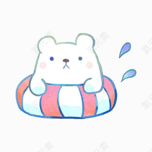 卡通手绘游泳圈小动物